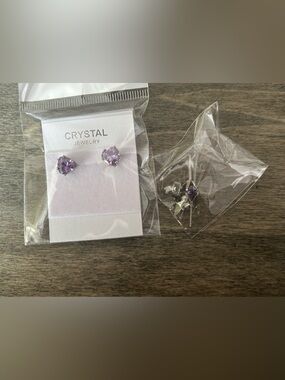 Random Duo Lavender Crystal Stud Earrings